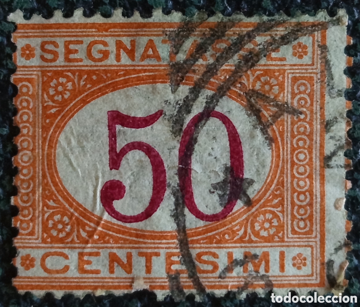 Sellos: Sello Italia Tasa Tasa Postal Segnatasse 50c Naranja Scott #J12 Usado