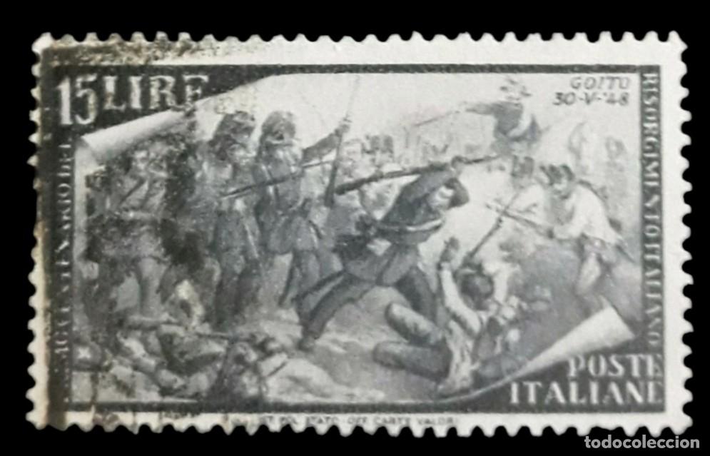 Sellos: ITALIA 1948 Centenario de las revueltas de 1.848. USADO.