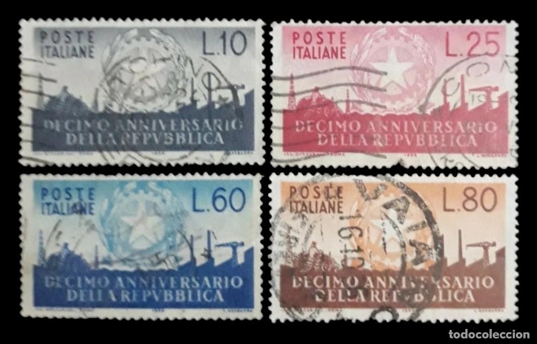 Sellos: ITALIA 1956 X Aniversario de la rep&uacute;blica. USADO.