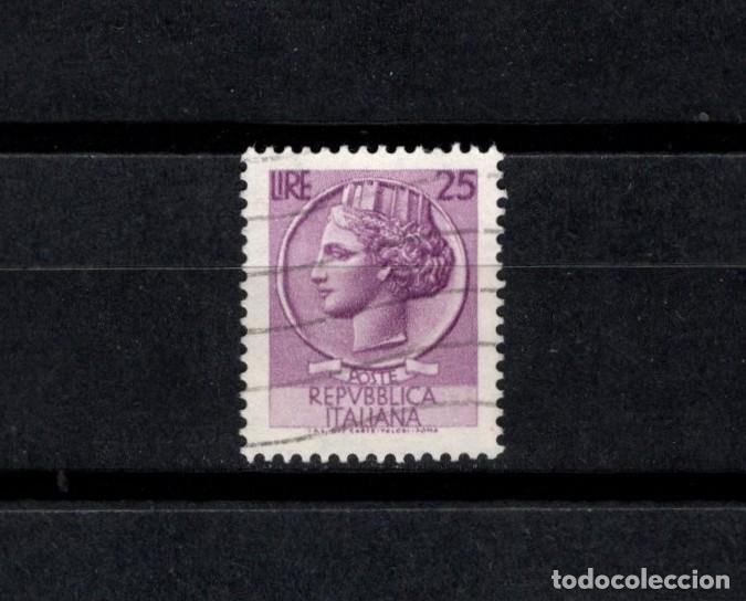 Sellos: Sello usado. Moneda Siracusa 25 liras. 6 de Junio de 1953. Yvert 652.