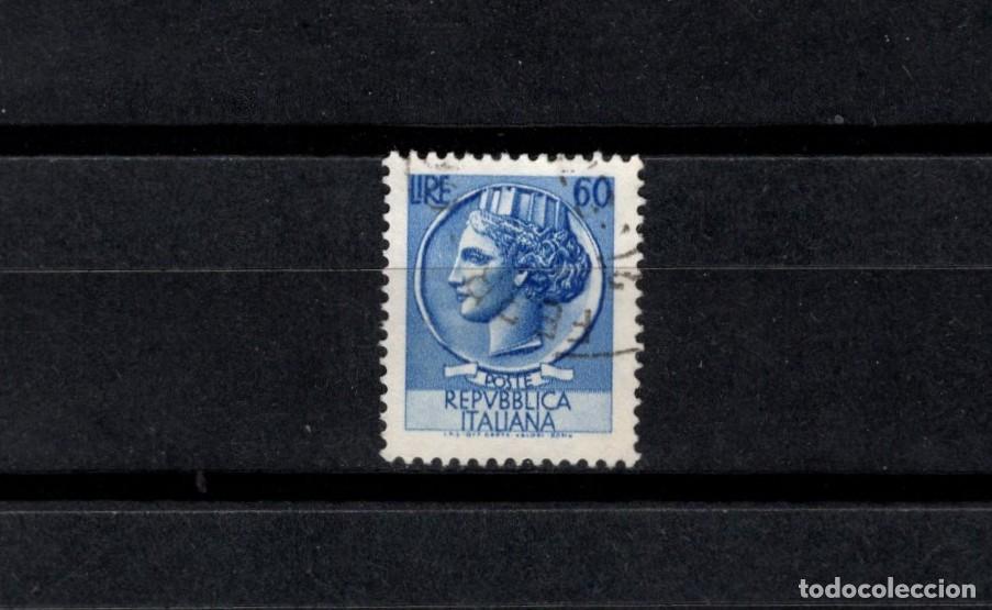 Sellos: Sello usado. Moneda Siracusa. 7 de Julio de 1955. 60 liras. Yvert 654.