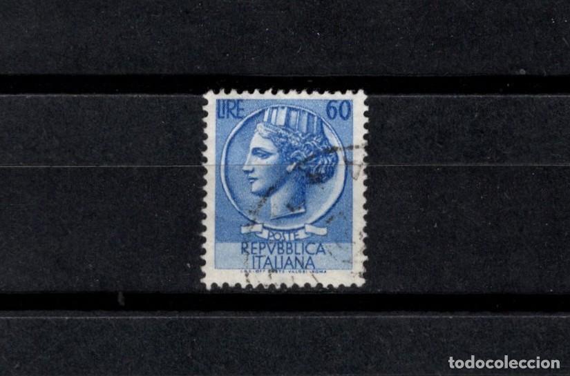 Sellos: Sello usado. Moneda Siracusa. 7 de Julio de 1955. 60 liras. Yvert 654.