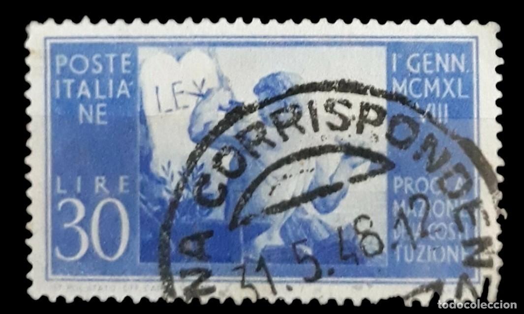 Sellos: ITALIA 1948 Proclamaci&oacute;n de la Constituci&oacute;n. Ivert: 517. USADO.