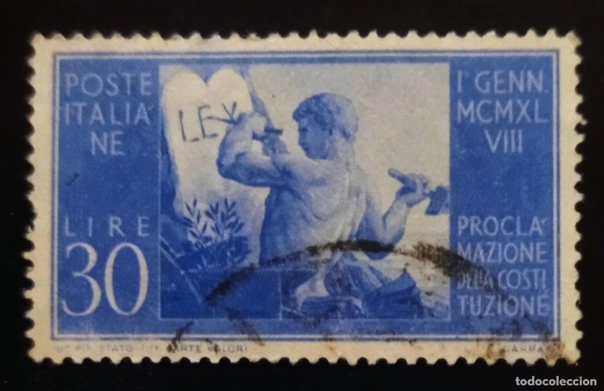 Sellos: ITALIA 1948 Proclamaci&oacute;n de la Constituci&oacute;n. Ivert: 517. USADO.