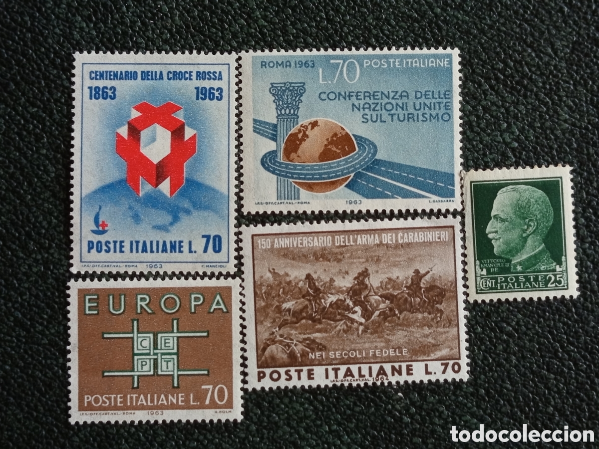Sellos: Lote 5 Sellos Italia Cruz Roja Europa Carabinieri V. Manuel III 1929-64 MNH y MH