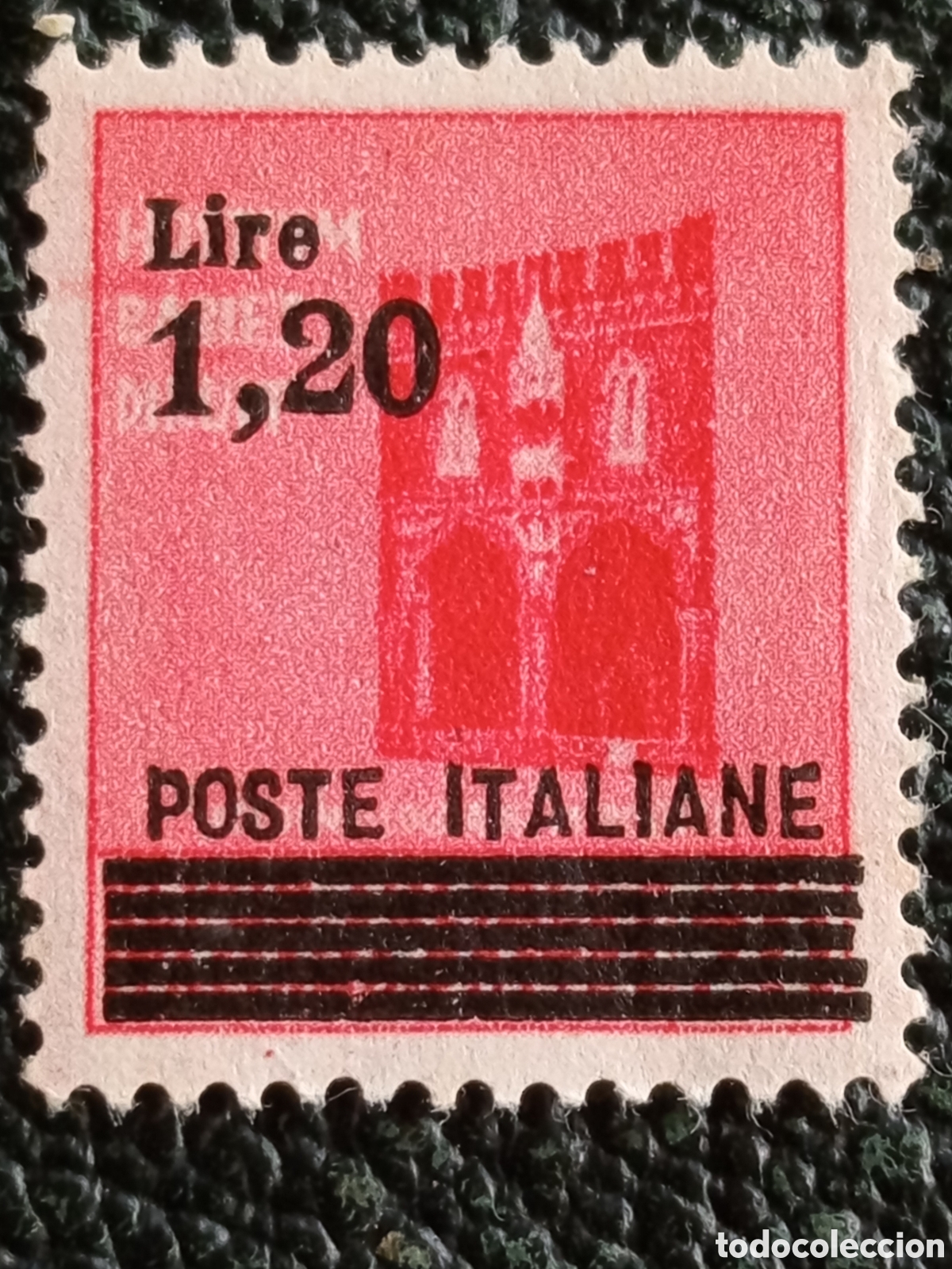 Sellos: Sello Italia 1945 Monumentos Sobrecargado Lire 1,20 sobre 20c Rosa MH