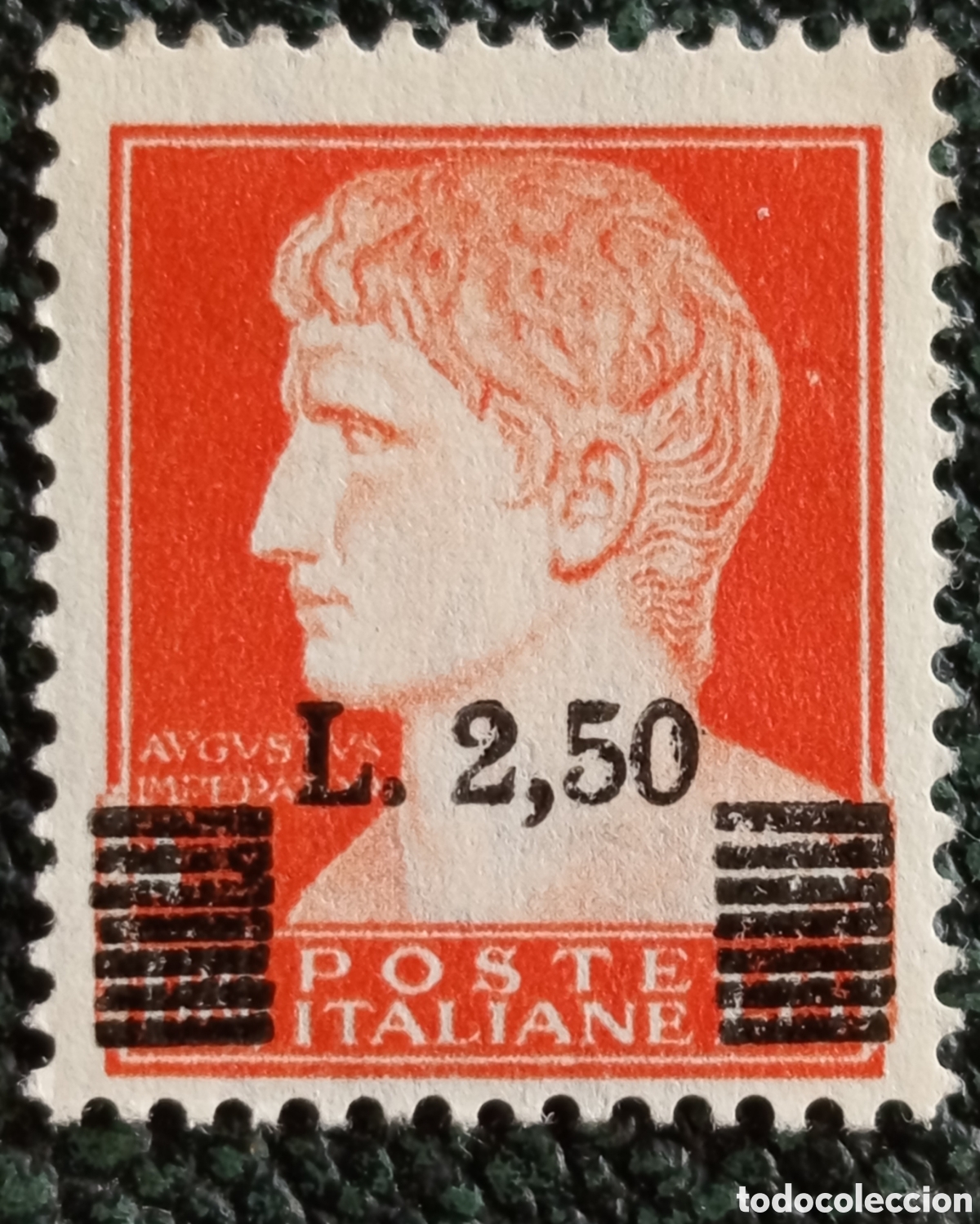 Sellos: Sello Italia L. 2,50 sobre 20c Augusto Naranja Lavoratori 1945