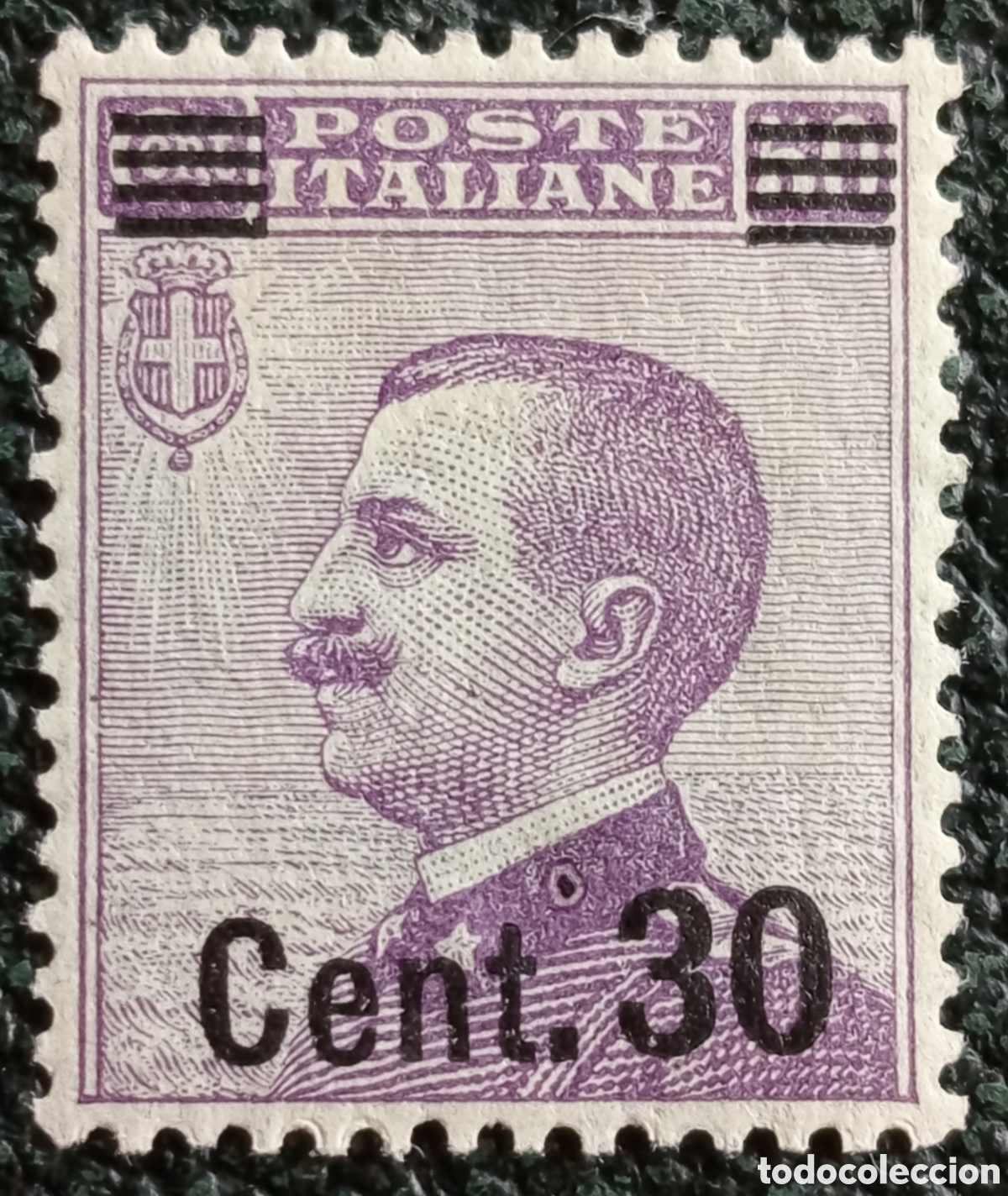Sellos: Sello Italia 1923 Victor Manuel III Sobrecarga Cent. 30 sobre 20c Violeta MH