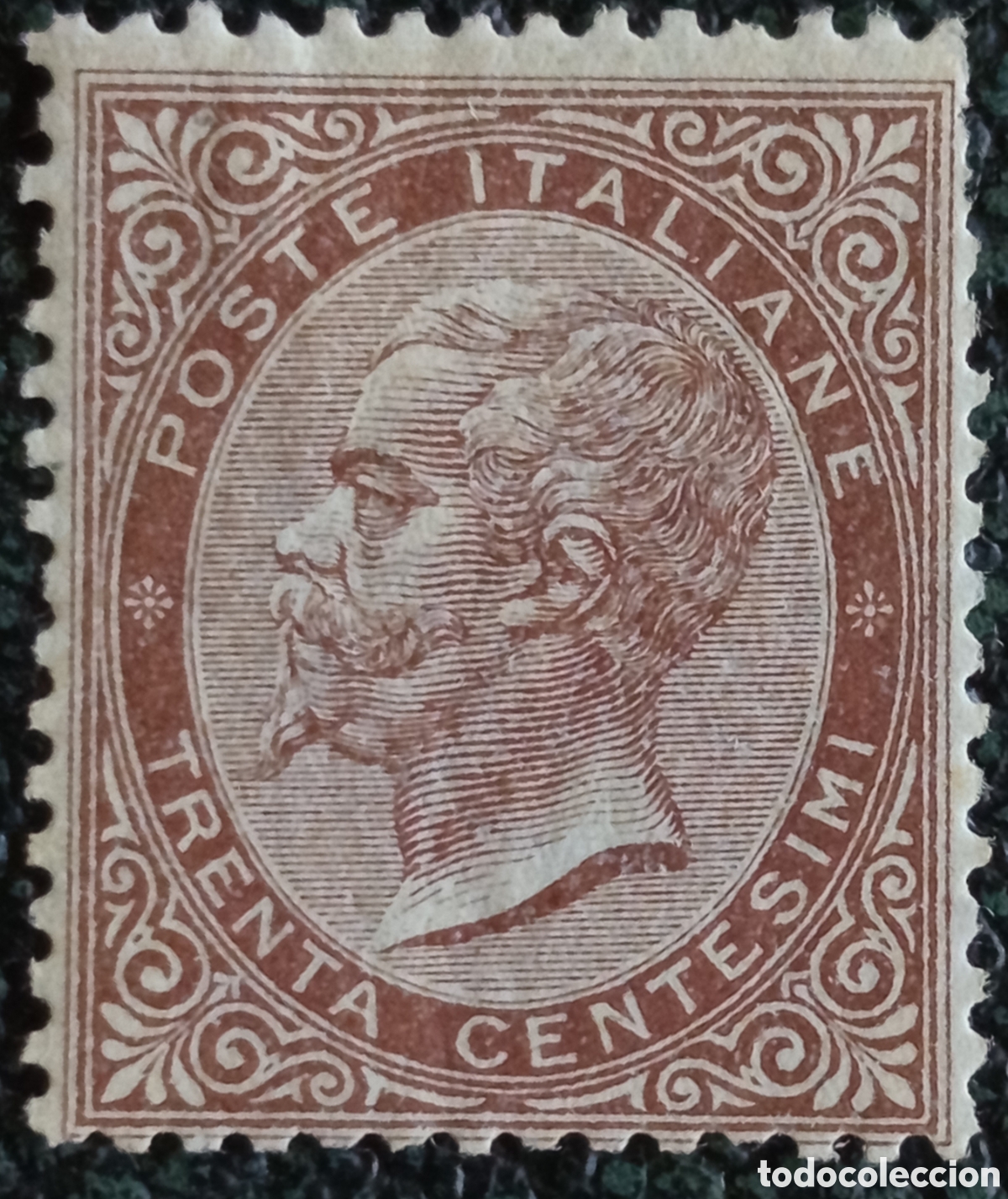 Sellos: Sello Italia Reino 1863 Umberto I / Victor Manuel II 30c Marr&oacute;n Sassone 11 MH