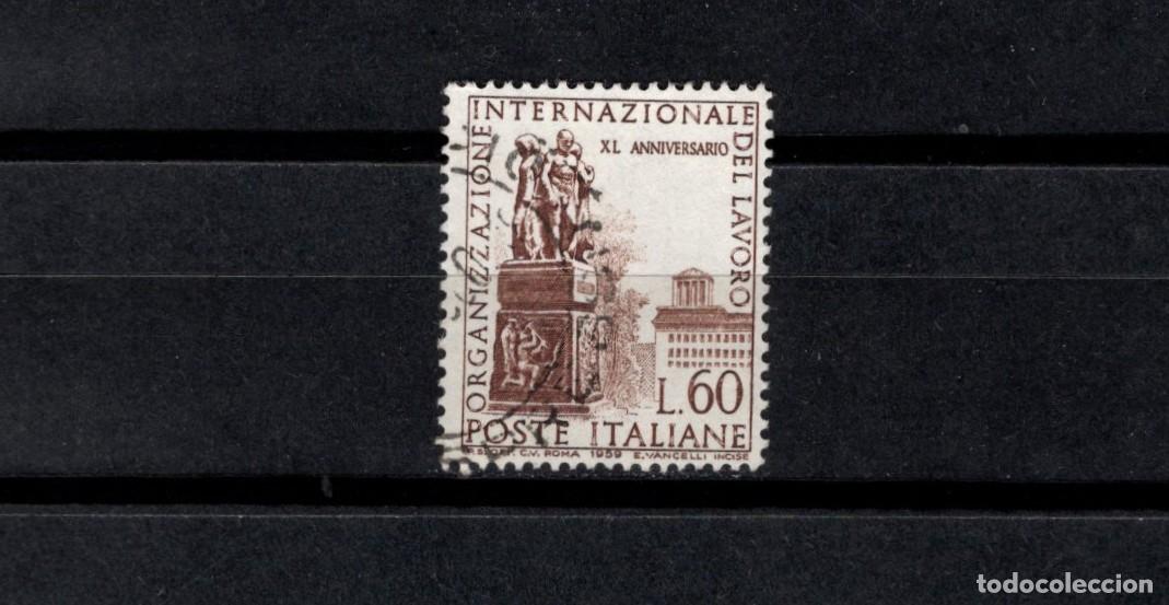 Sellos: Sello usado. 40 Aniversario Organizaci&oacute;n del Trabajo. 60 liras. 1959 julio. Yvert 799.