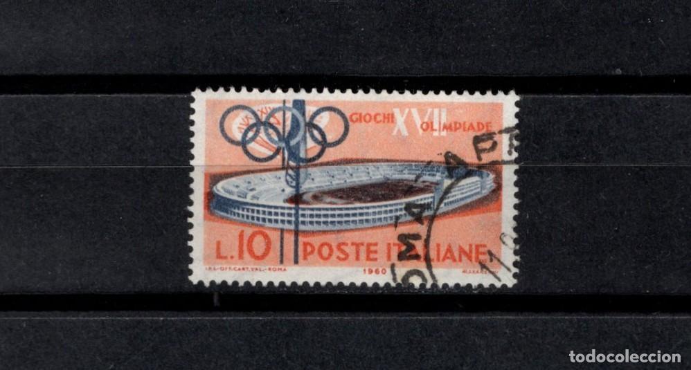 Sellos: Sello usado. Juegos Olimpicos Roma 60. Estadio ol&iacute;mpico. 10 liras. 1960 junio. Yvert 813.