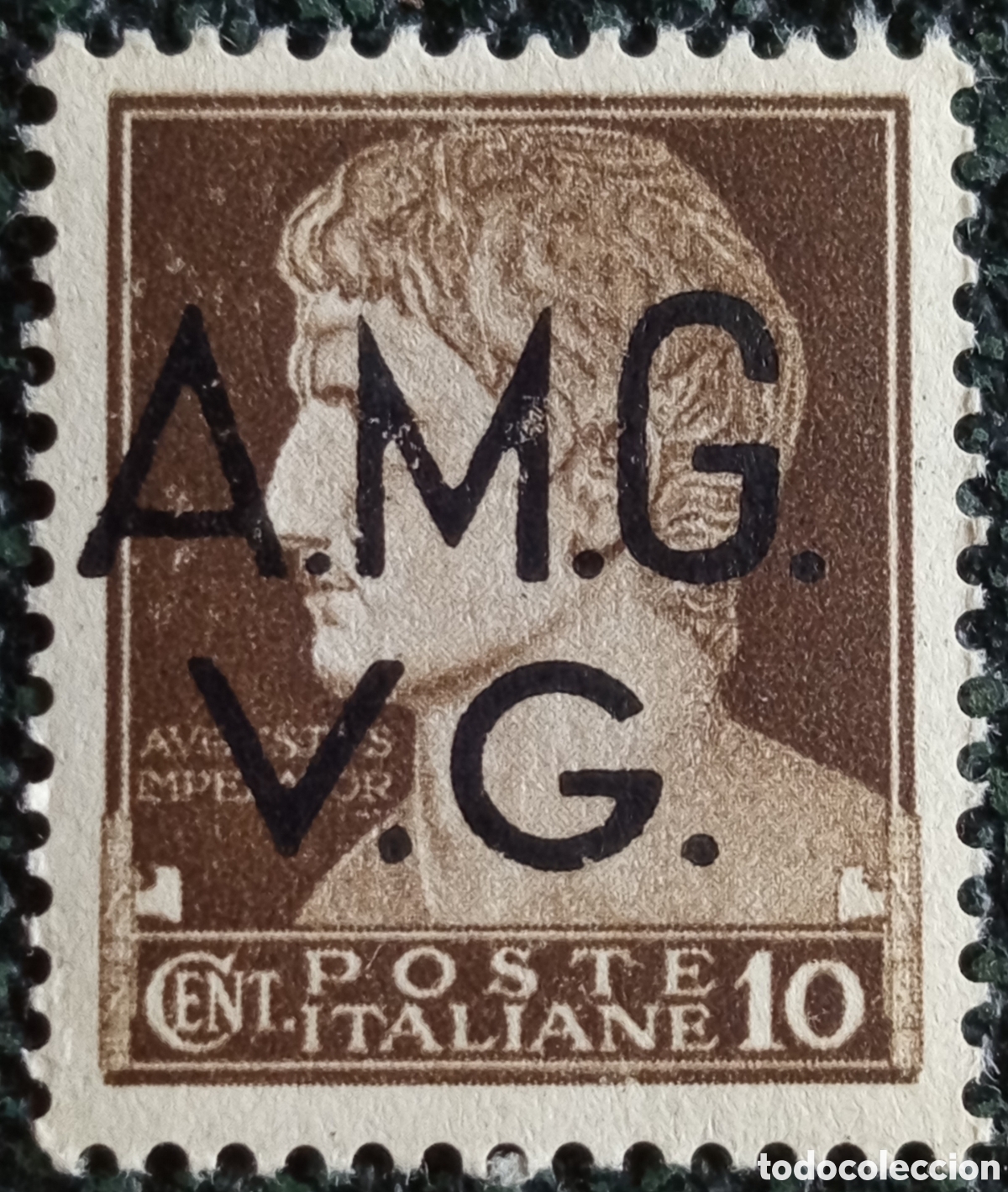 Sellos: Ocupaci&oacute;n Aliada Italia 1945 Sello Trieste AMG-VG 10c Marr&oacute;n Edifil 3 MNH