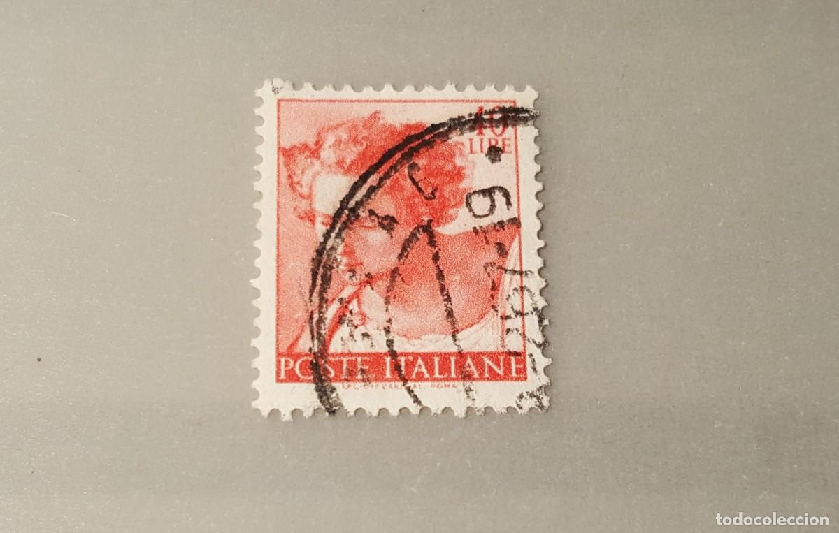 Sellos: Sello usado Cabeza del Profeta Daniel. Detalle Capilla Sixtina. 6 Marzo 1961. 40 liras. Yvert 833.