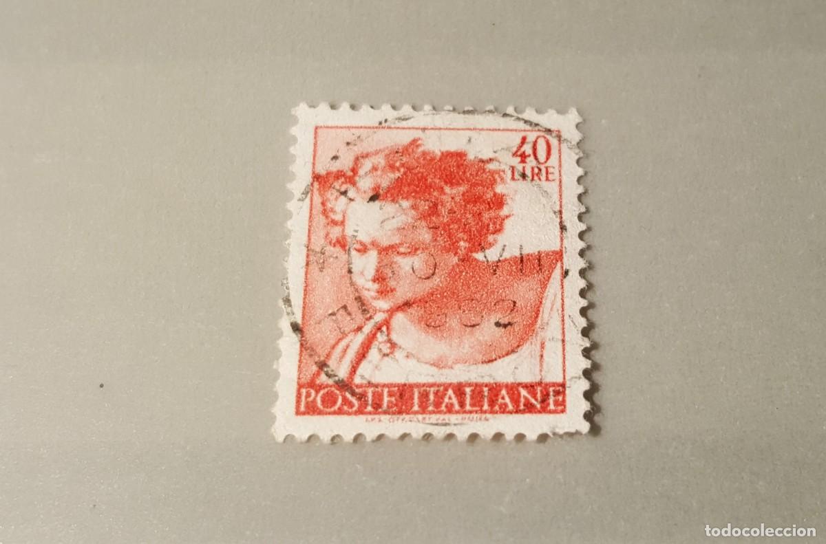 Sellos: Sello usado Cabeza del Profeta Daniel. Detalle Capilla Sixtina. 6 Marzo 1961. 40 liras. Yvert 833.