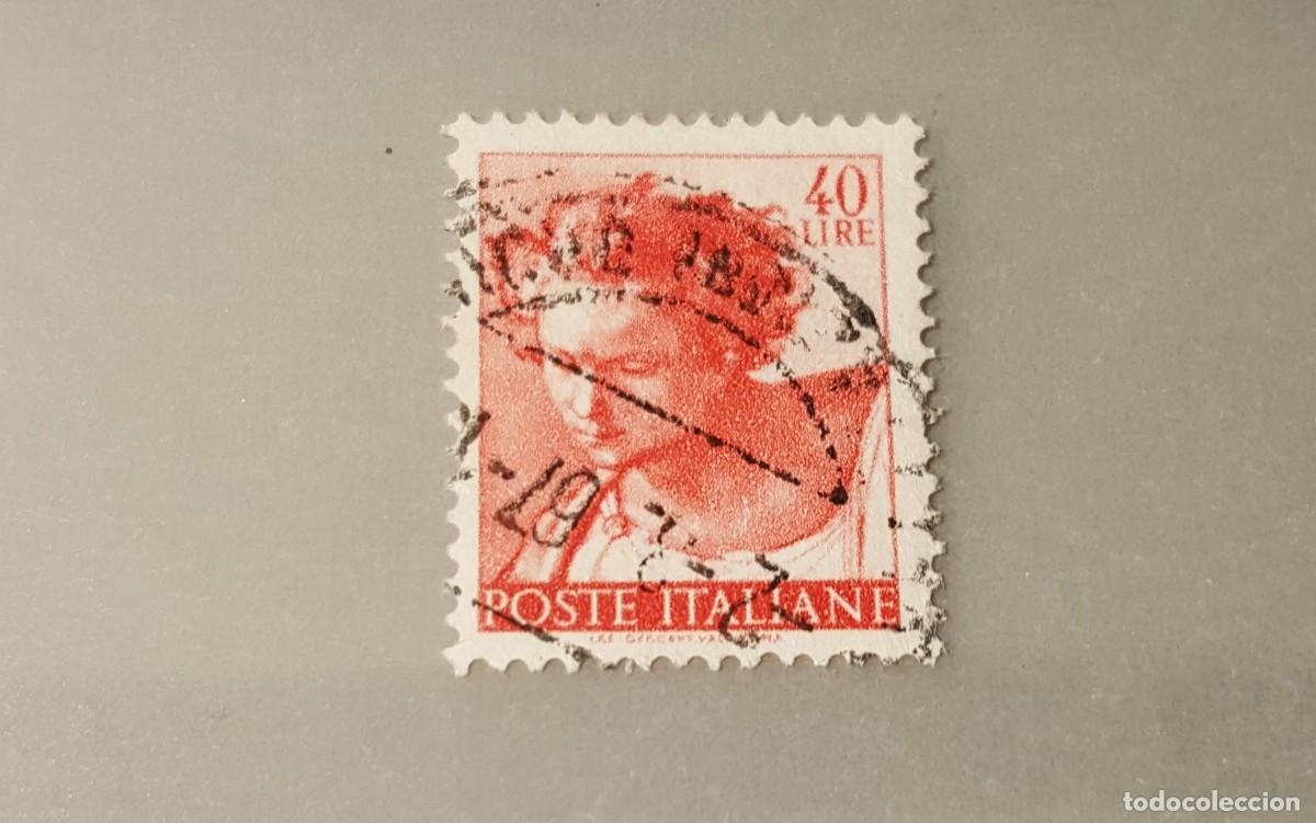 Sellos: Sello usado Cabeza del Profeta Daniel. Detalle Capilla Sixtina. 6 Marzo 1961. 40 liras. Yvert 833.