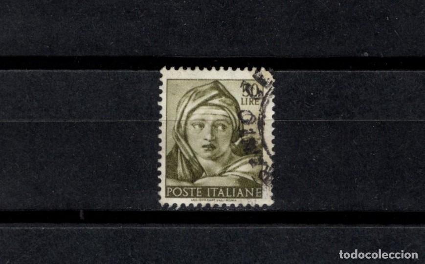 Sellos: Sello usado. Detalle Capilla Sixtina. Cabeza de Delphic Sibyl. 6 Marzo 1961. 50 liras. Yvert 834.