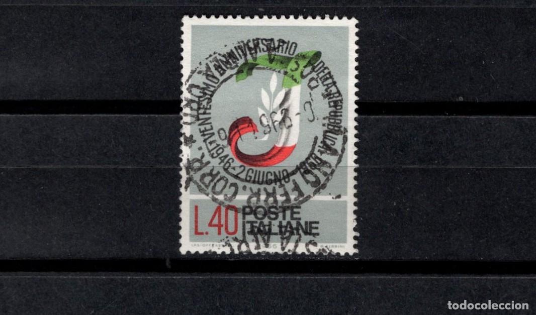 Sellos: Sello usado. 20 Aniversario de la Rep&uacute;blica. Sello de 40 liras. 1966 junio. Yvert 950.