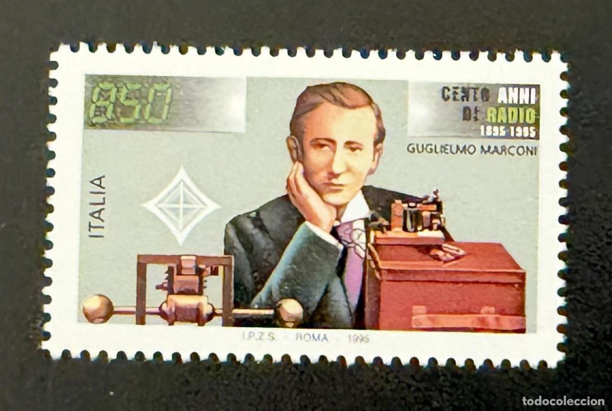 Sellos: Italia 1995 Mi. 2393 emisi&oacute;n conjunta Guglielmo Marconi centenario radio