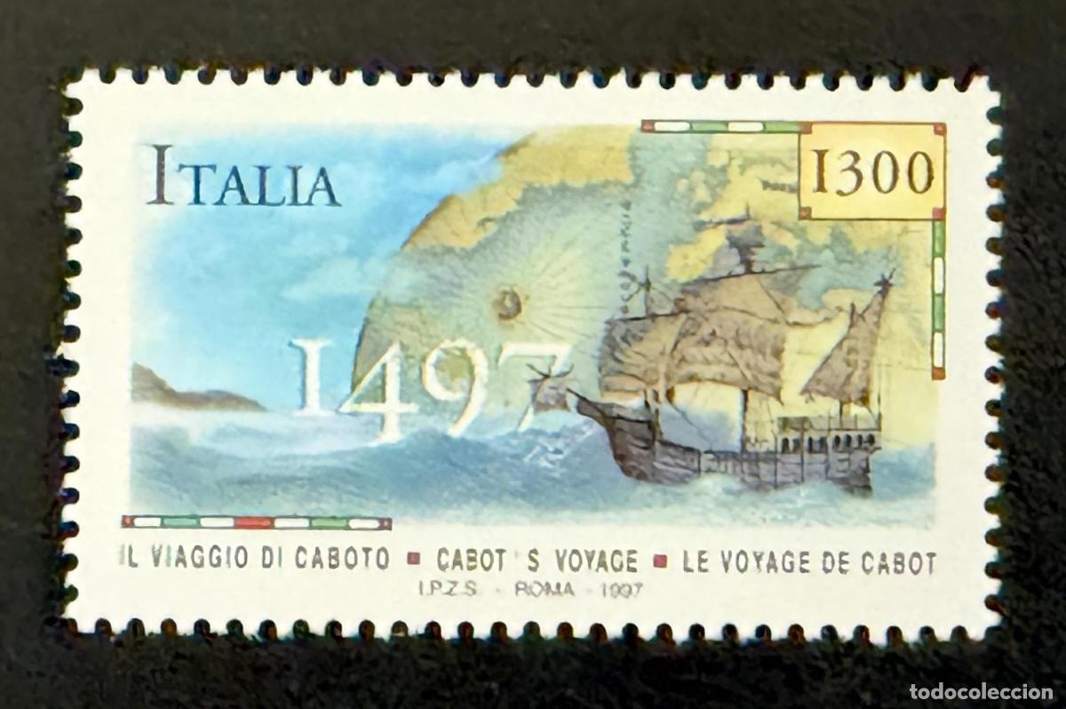 Sellos: Italia 1997 Mi. 2519 emisi&oacute;n conjunta viaje Cabot 1497 barco mapa