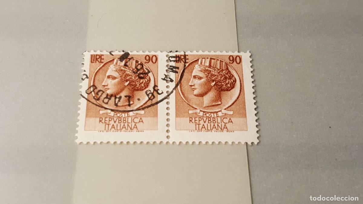 Sellos: Sello usado. Moneda Siracusa. 27 de Enero de 1958. 90 liras. Yvert 719A.