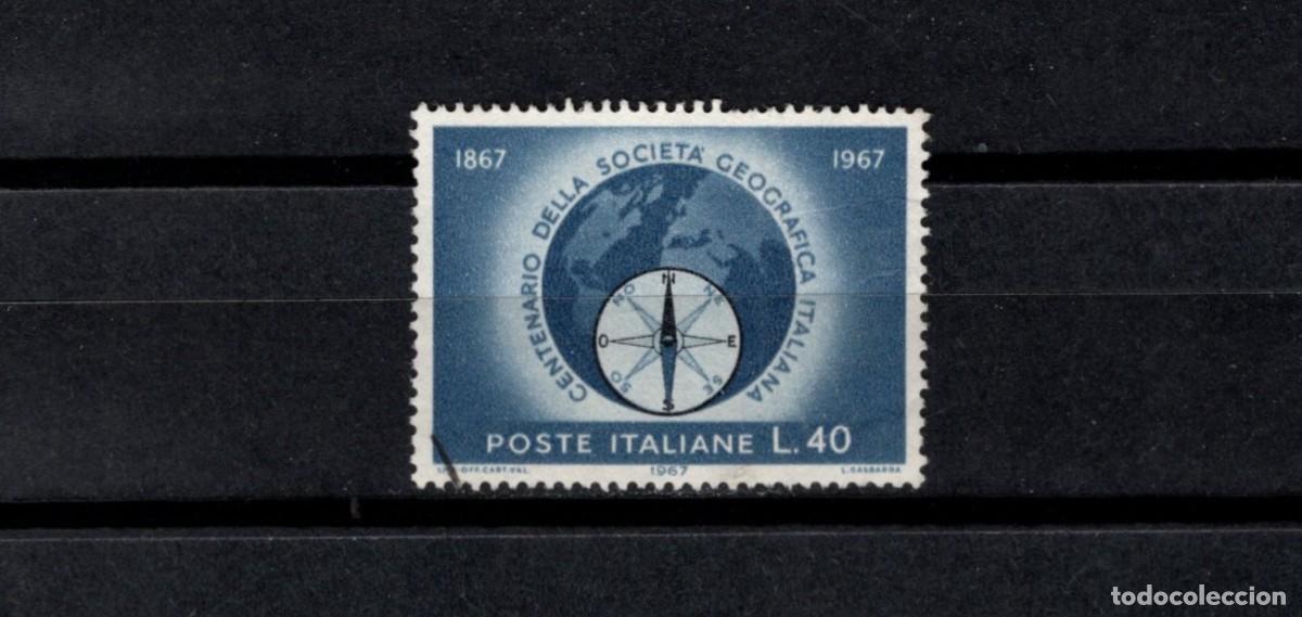 Sellos: Sello usado. Centenario Sociedad Geogr&aacute;fica Nnacional. 40 liras. 1967 marzo. Yvert 960.