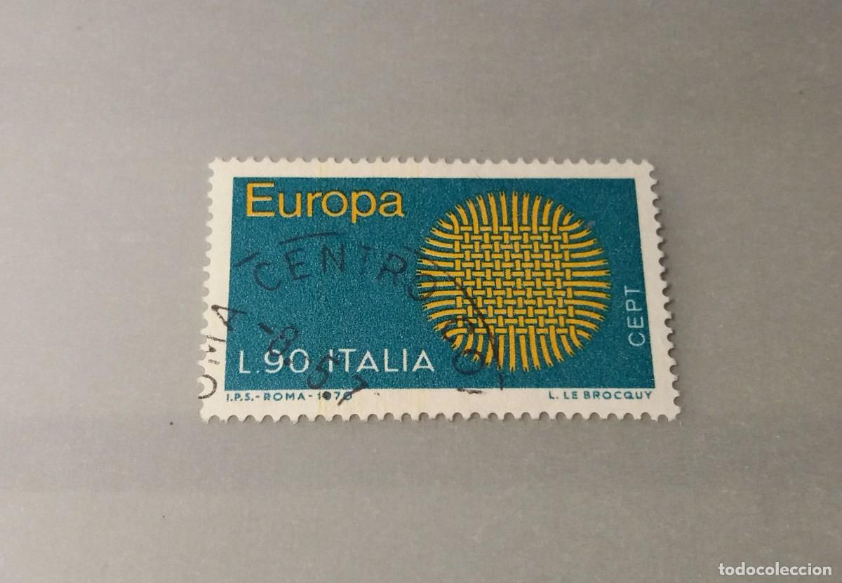 Sellos: Sello usado. Europa. Sol Flameante. 4 de Mayo de 1970. 90 liras. Yvert 1048.