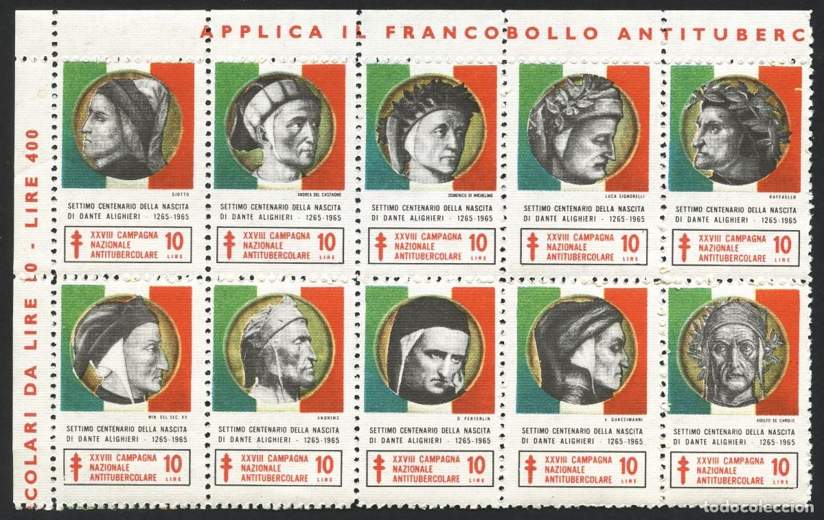 Selos: ITALIA, SELLOS, VI&Ntilde;ETAS, BLOQUE, FEDERACI&Oacute;N CONTRA LA TUBERCULOSIS, 1965