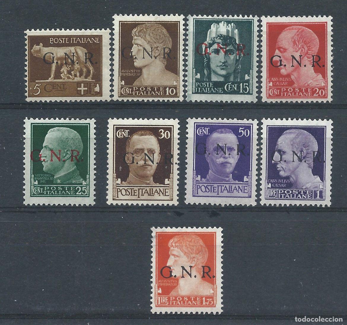 Sellos: Italie (G.N.R.) N&deg;1/6+8+10+12**/* (MNH/MH) 1944 - Sujets divers