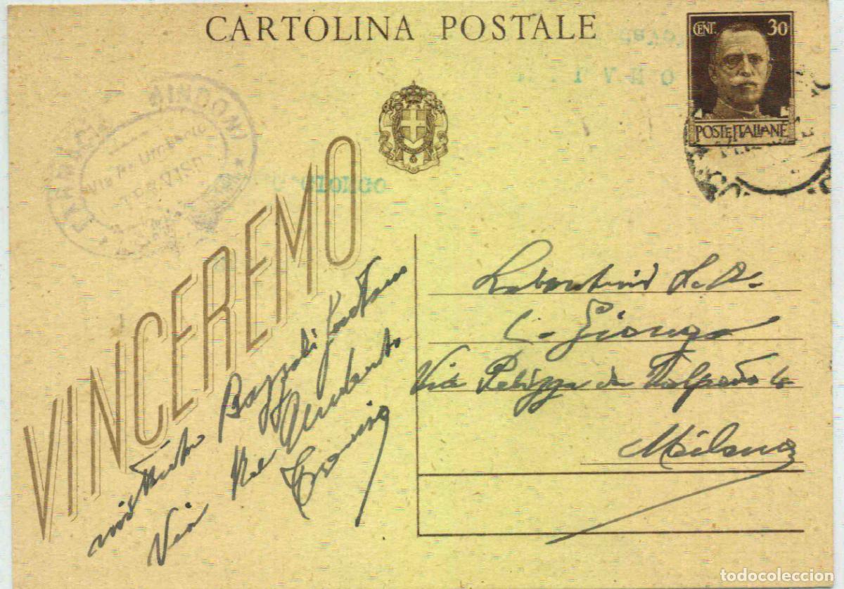 Sellos: Italia 1943 Tarjeta circulada