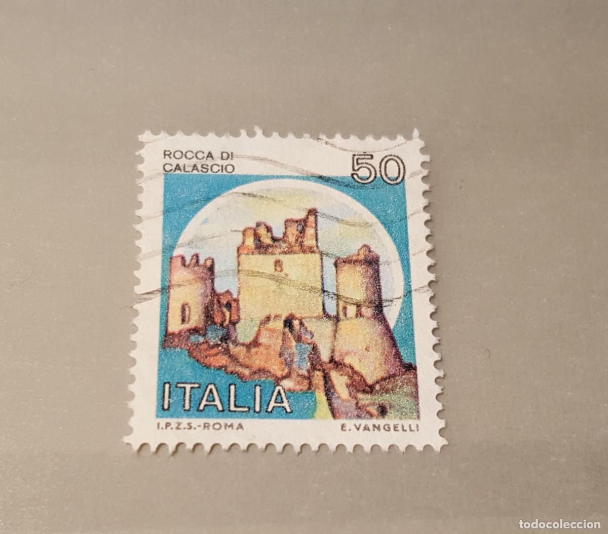 Sellos: Sello usado. Castillos. Roca di Calascio. 50 liras. 22 Septiembre 1980. Yvert 1437.