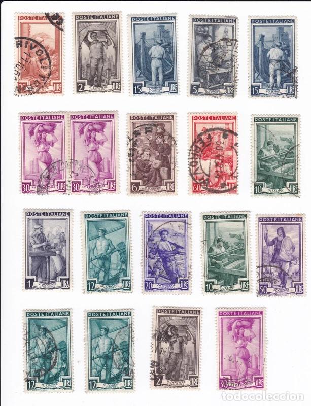 Stamps: Gran lote de sellos de Italia. Italia al Lavoro. A&ntilde;o 1950.