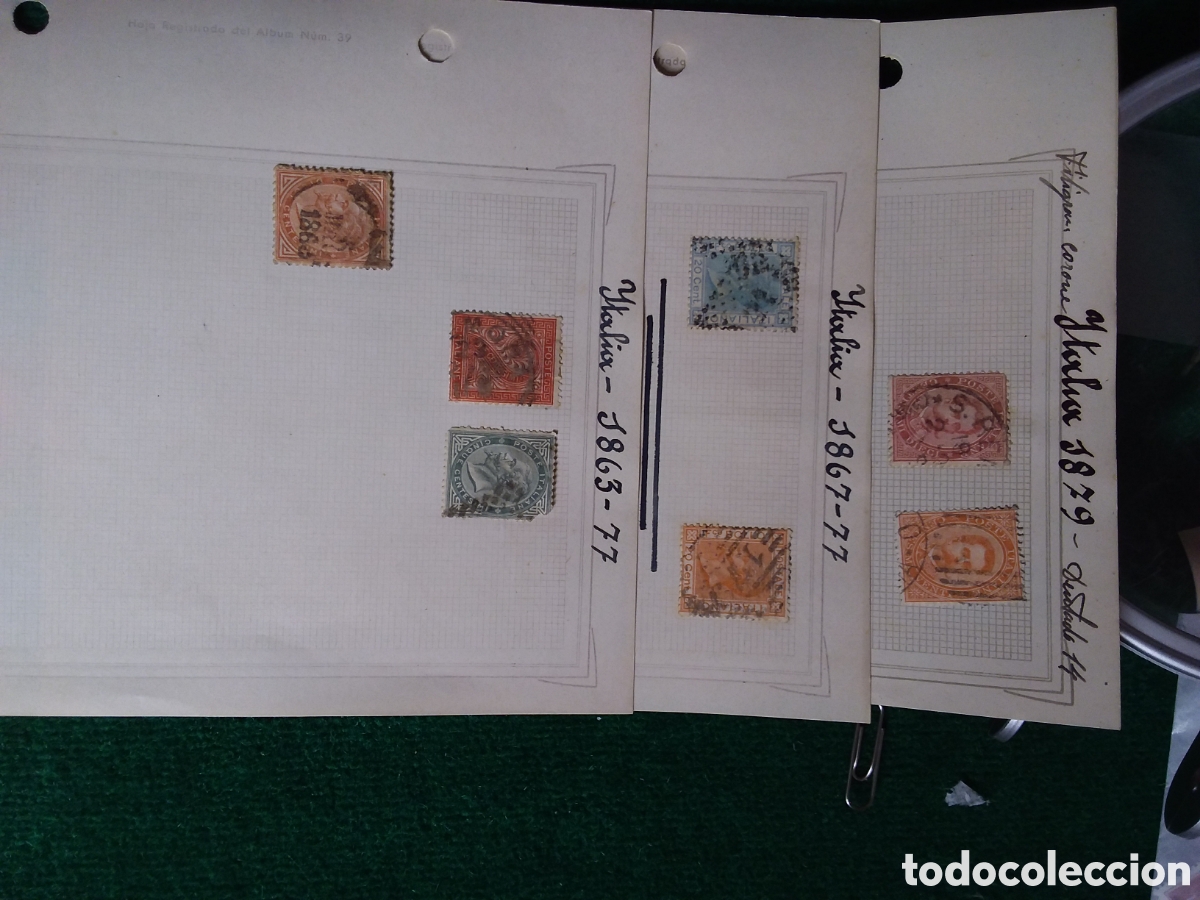 Sellos: ITALIA 15 HOJAS CON SELLOS DE 1863/1932