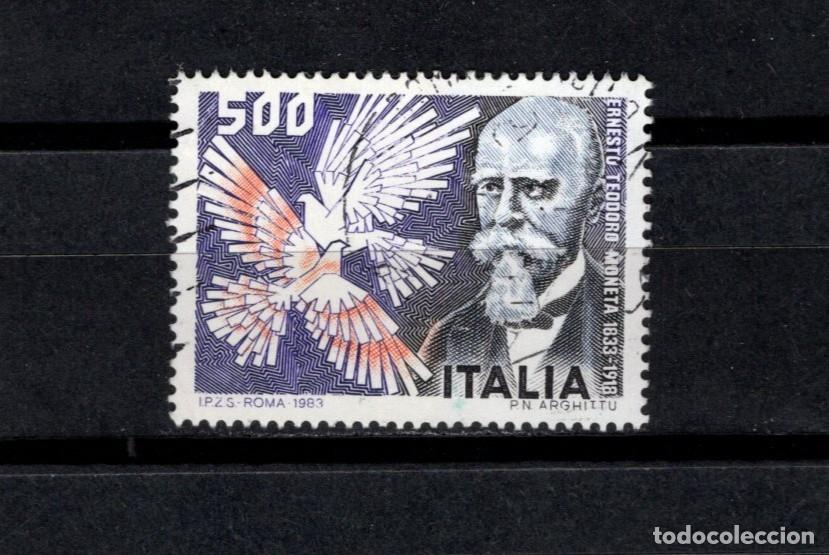 Sellos: Sello usado. CL Aniversario nacimiento Teodoro Moneta. 500 liras. 1983 mayo. Yvert 1576.