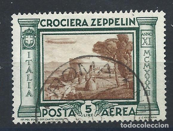 Sellos: Italie PA N&deg;43 Obl (FU) 1932 - Zeppelin et tombeau de Cecilia Metella