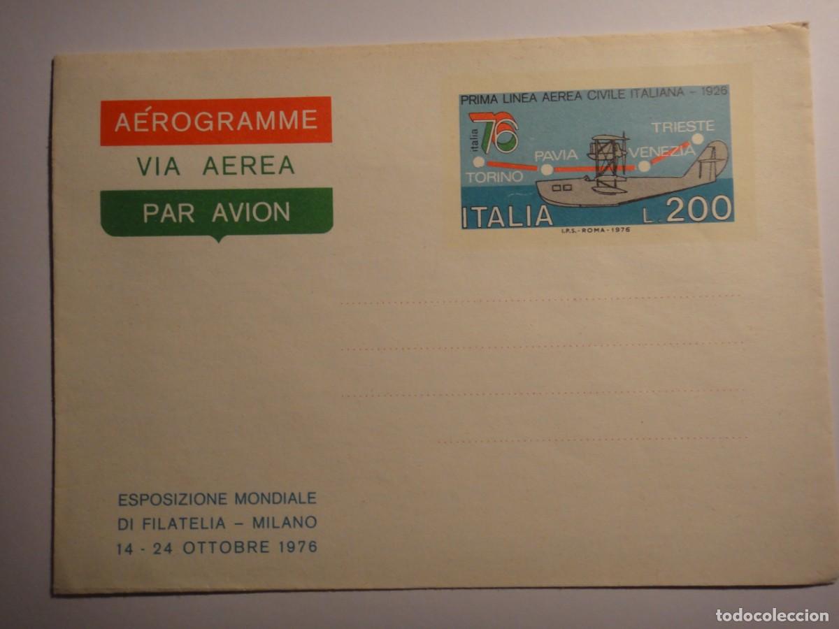 Selos: Italia, Aerograma, tema aviaci&oacute;n. 50&ordm; Ani. 1&ordf; linia A&eacute;rea Civil Italiana, a&ntilde;o 1976, - ref, 102/1811