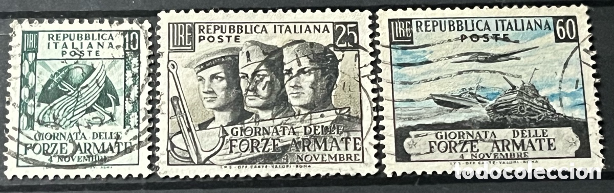Sellos: ITALIA- 1952 D&Iacute;A DE LAS FUERZAS ARMADAS-S&Egrave;RIE COMPLETA-USADOS