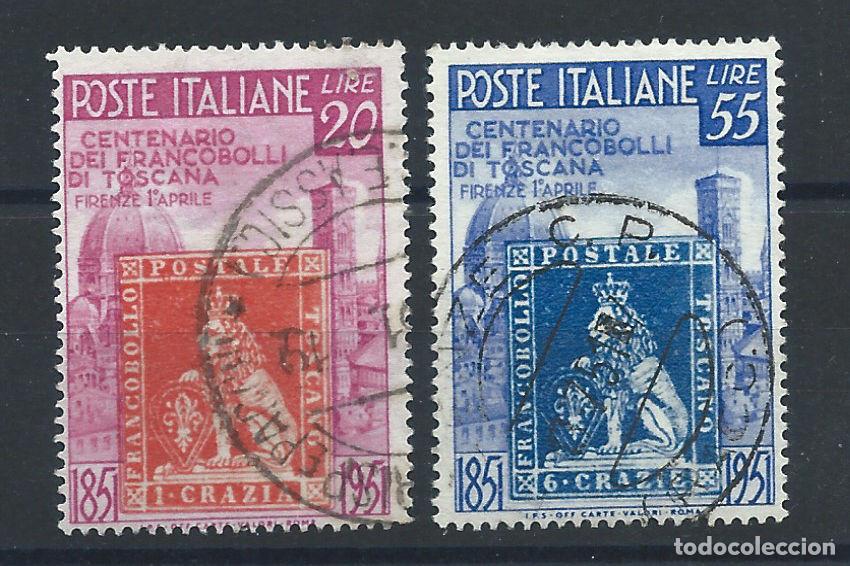 Sellos: Italie N&deg;591/92 Obl (FU) 1951 - 1er Timbre de Toscane