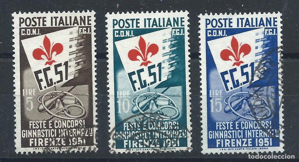 Sellos: Italie N&deg;599/601 Obl (FU) 1951 - F&ecirc;tes et concours de gymnastique