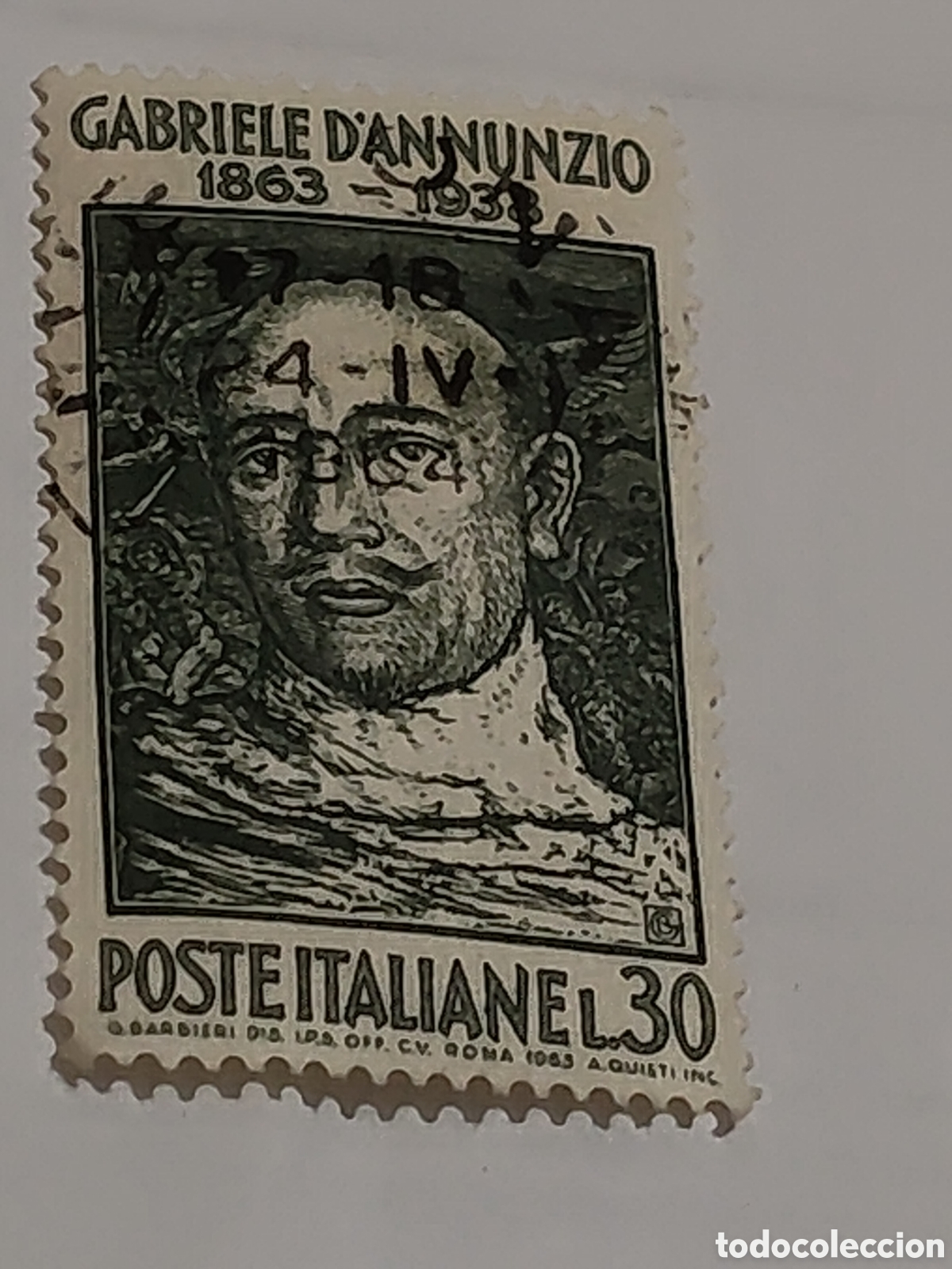 Sellos: Sello de Italia escritor y poeta Gabriele D'Annunzio 1963