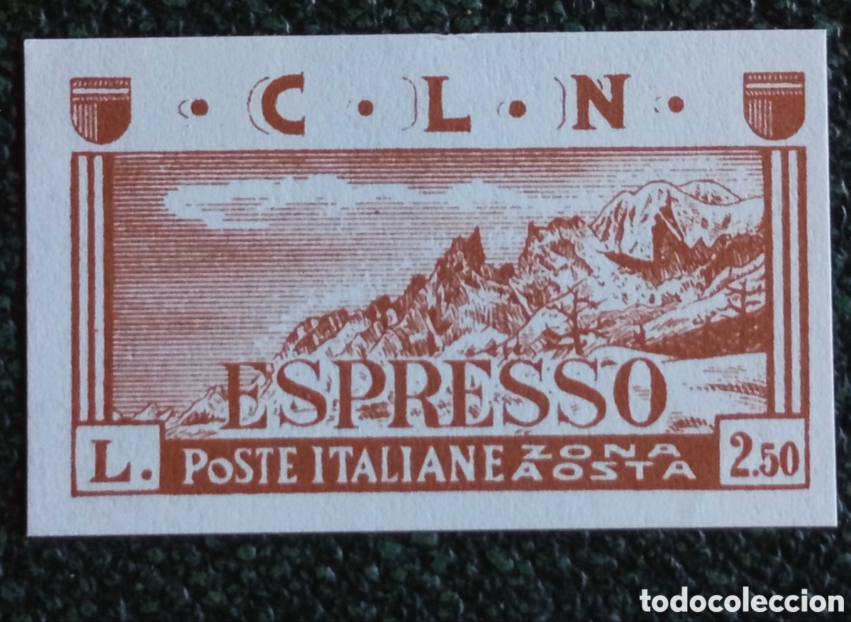 Sellos: Italia CLN Aosta 1944 Express L. 2.50 Casta&ntilde;o/Rojo Sin Dentar Sassone 1 Mint