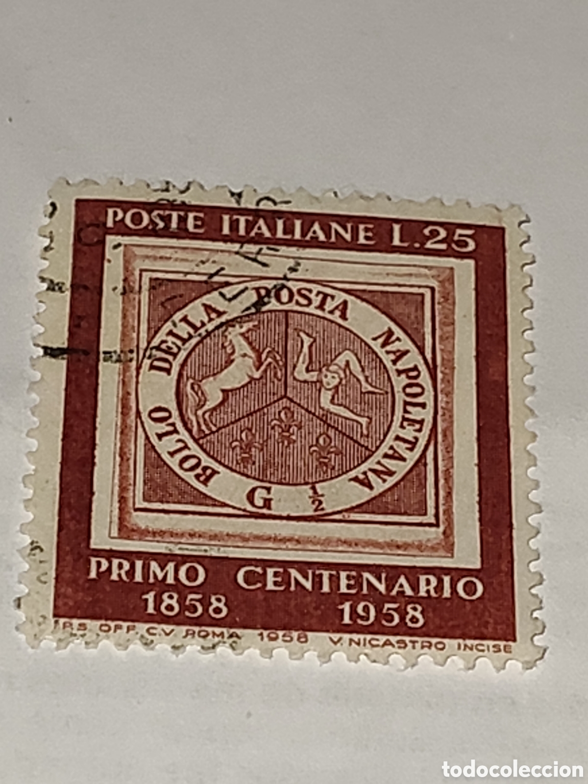 Sellos: Sello de Italia primer sello del Reino de N&aacute;poles 1958