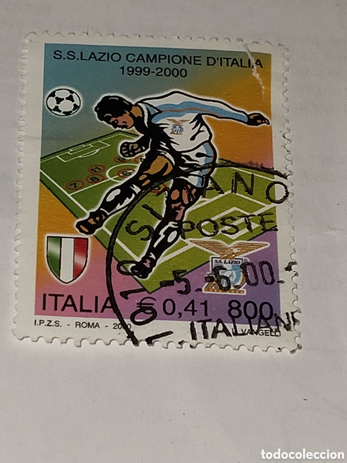 Sellos: Sello de Italia S.S.Lazio campe&oacute;n de la seria liga italiana 1999-2000