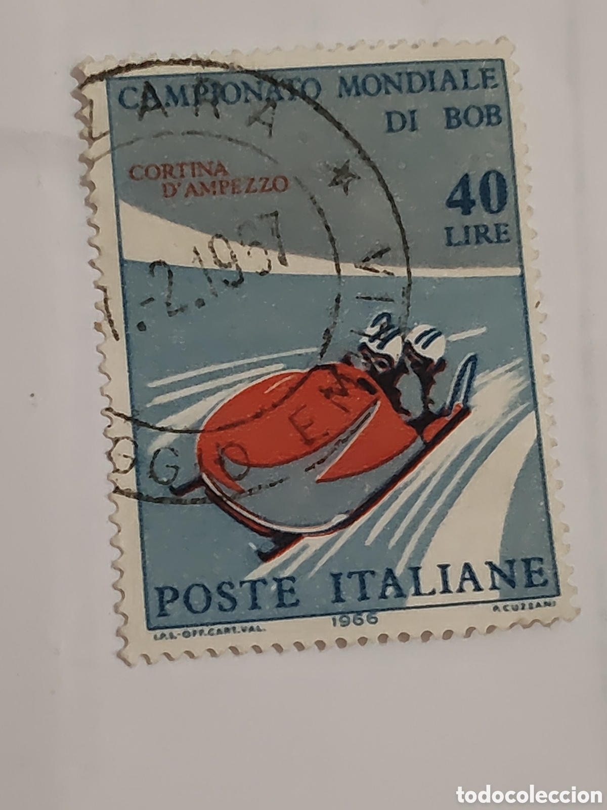 Selos: Sello de Italia campeonato mundial de Bobsleigh Cortina D'ampezzo 1966
