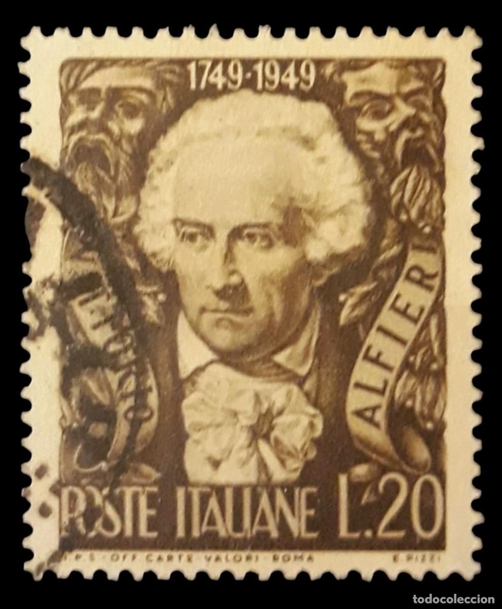 Sellos: ITALIA 1949 Poeta Vittorio Alfieri. YVERT 543 . USADO.
