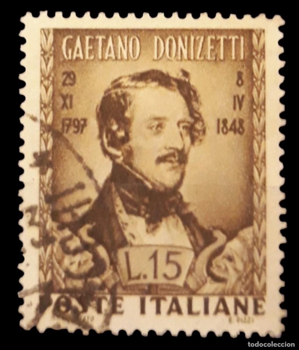 Sellos: ITALIA 1948 Compositor Gaetano Donizetti. YVERT 531. USADO.