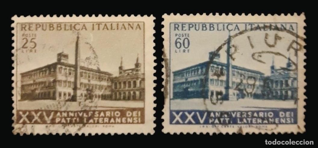 Sellos: ITALIA 1954 XXV Aniversario de los pactos de Latran. YVERT 670 - 671. USADO.