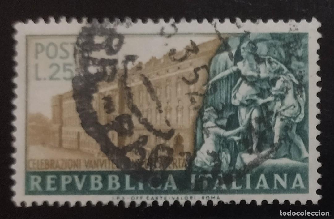 Sellos: ITALIA 1952 Bicentenario del palacio real de Caserta. YVERT 621. USADO.