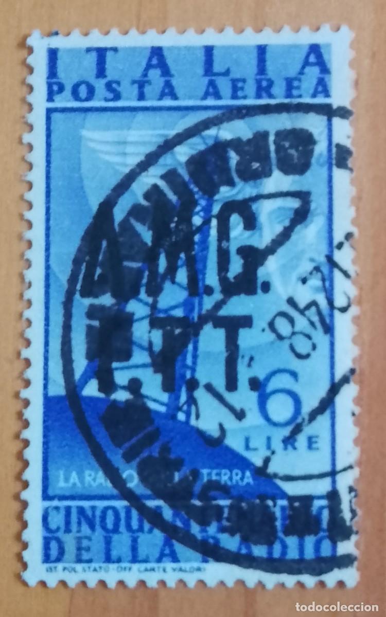 Sellos: ITALIA - 6 LIRE - A&Ntilde;O 1952 - CINCUENTENARIO DE LA RADIO - VER DESCRIPCI&Oacute;N