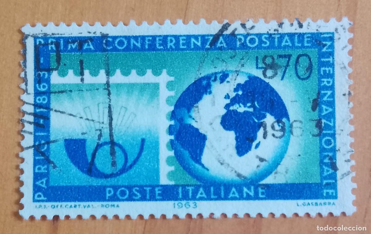 Sellos: ITALIA - V/F L 70 - A&Ntilde;O 1963 - PRIMER CONFERENCIA POSTAL INTERNACIONAL - YV 888 - VER DESCRIPCI&Oacute;N