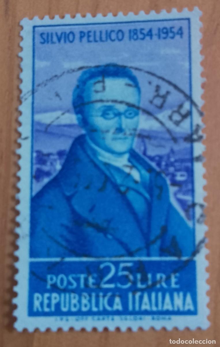 Sellos: ITALIA - V/F 25 LIRE - A&Ntilde;O 1955, SILVIO PELLICO 1854.1954 - VER DESCRIPCI&Oacute;N